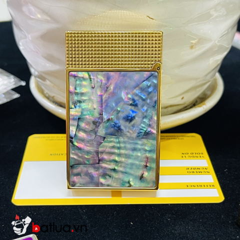 Bật lửa S.T. Dupont Khảm Xà Cừ Xanh Ngọc – Vàng Cao Cấp - Bật lửa Dupont phong cách quý ông