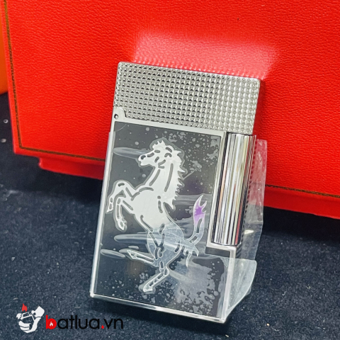 Bật lửa S.T. Dupont Ligne 2 Ferrari Đen Men – Ngựa Bạc Guilloché