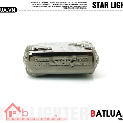 Bật lửa Star khắc rồng bên sườn đôi bọ cạp ôm xung quanh mầu đen