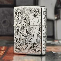 Bật lửa Zippo Bạc nguyên khối khắc hình cô gái