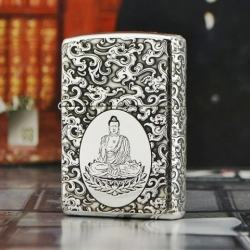 Bật lửa Zippo Bạc nguyên khối khắc Phật Như Lai