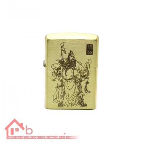 Bật lửa Zippo chất liệu đồng khắc hình Ông Quan Công