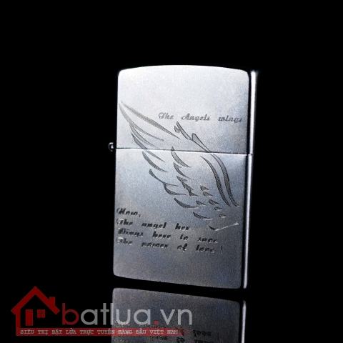 Bật lửa Zippo chính hãng 205 Bạc Angel Wings