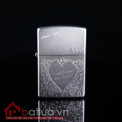 Bật lửa Zippo chính hãng 205 Bạc khắc I Love You