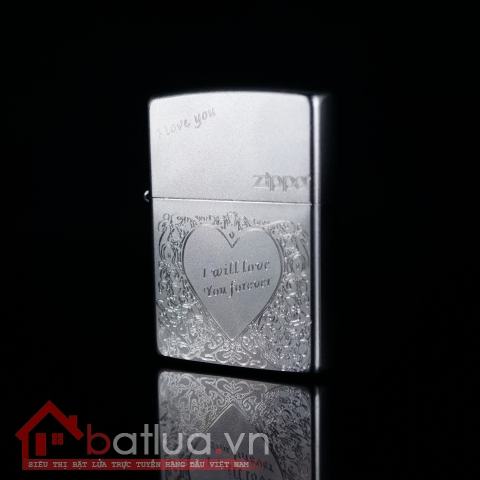 Bật lửa Zippo chính hãng 205 Bạc khắc I Love You