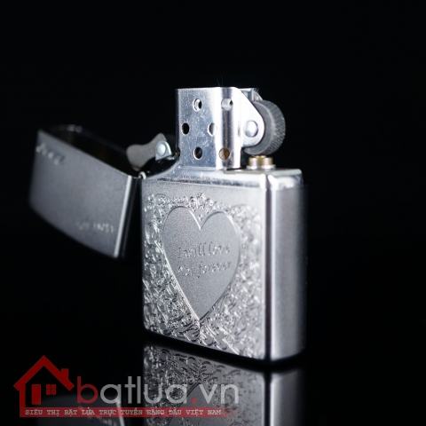 Bật lửa Zippo chính hãng 205 Bạc khắc I Love You