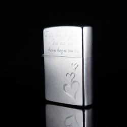 Bật lửa Zippo chính hãng 205 Bạc khắc trái tim tình yêu - Mã SP: BL09741