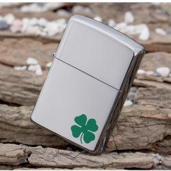 Bật lửa Zippo chính hãng 24007 cỏ 4 lá măn máy - Mã SP: ZPC0099