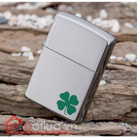 Bật lửa Zippo chính hãng 24007 cỏ 4 lá măn máy