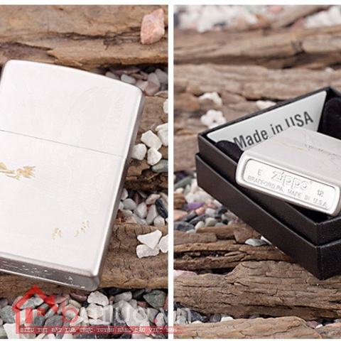 Bật lửa Zippo chính hãng 28356 trắng bạc khắc đại bàng