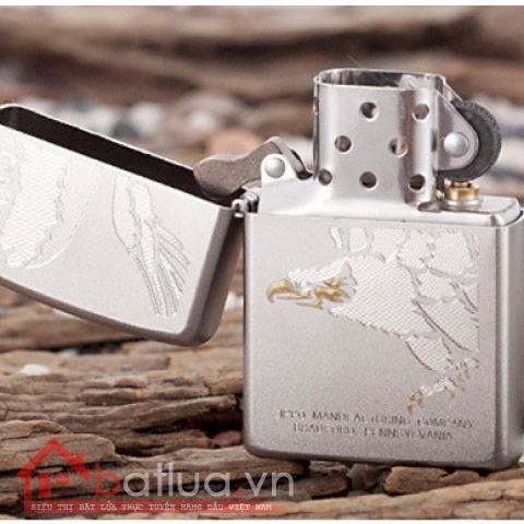 Bật lửa Zippo chính hãng 28356 trắng bạc khắc đại bàng