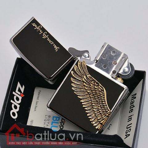 Bật lửa Zippo chính hãng Angel Wings màu đen