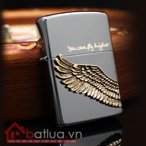 Bật lửa Zippo chính hãng Angel Wings màu đen