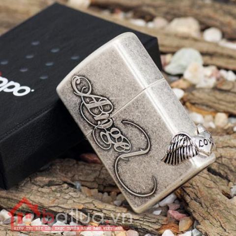 Bật lửa Zippo chính hãng bạc cổ Angel love