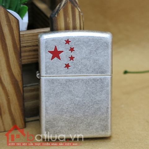 Bật lửa Zippo chính hãng bạc cổ hình 5 cánh sao