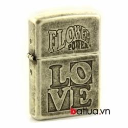 Bật lửa Zippo chính hãng bạc cổ in nổi LOVE - Mã SP: ZPC0366