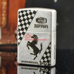 Bật lửa Zippo chĩnh hãng bạc cổ khắc Ferrari - Mã SP: ZPC0059