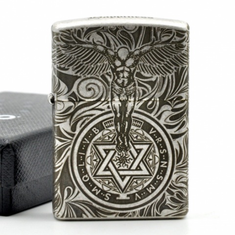 Bật lửa Zippo chính hãng bạc cổ khắc thiên thần