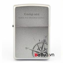 Bật lửa Zippo chính hãng bạc khắc la bàn - Mã SP: BL10129