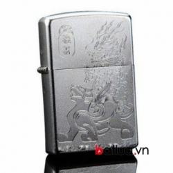 Bật lửa Zippo chính hãng bạc khắc Rồng Lân - Mã SP: BL10122