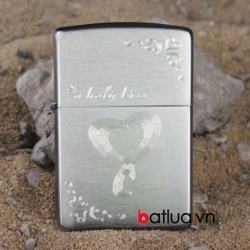 Bật lửa Zippo chính hãng bạc khắc trái tim I LOVE YOU - Mã SP: BL10130