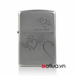 Bật lửa Zippo chính hãng bạc khắc trái tim - Mã SP: BL10128