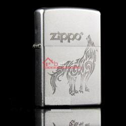 Bật lửa Zippo chính hãng bạc mờ cát khắc Sói hú - Mã SP: BL09950