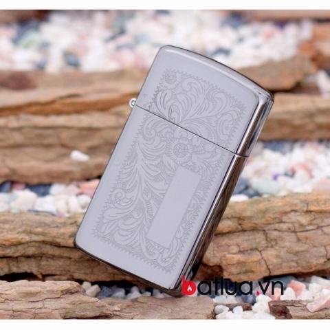 Bật lửa Zippo chính hãng bản hẹp hoa văn bạc