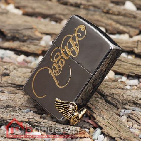 Bật lửa Zippo chính hãng black ice Love angel