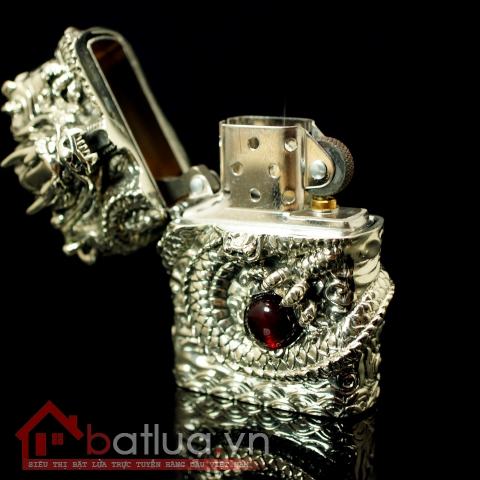 bật lửa Zippo chính hãng chạm hình rồng quấn quanh bật lửa giữ ngọc độc đáo