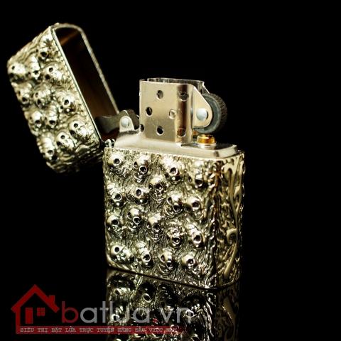 Bật lửa zippo chính hãng chạm khắc họa tiết đầu lâu