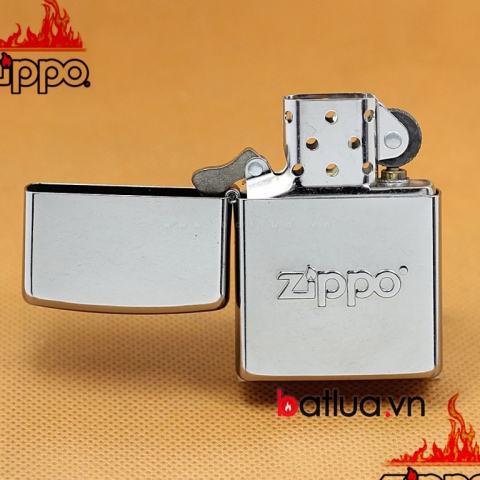 bât lửa zippo chính hãng dập nổi logo zippo mầu bạc xước