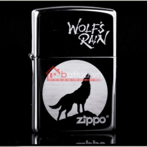 Bật lửa Zippo chính hãng đen Chó sói hú trong đêm