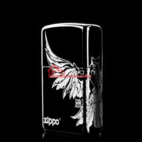 Bật lửa zippo chính hãng đen  khắc logo chim đại bàng dũng mãnh