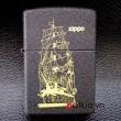 Bật lửa zippo chính hãng đen nhám khắc Thuyền