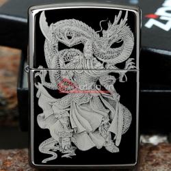 Bật lửa Zippo chính hãng đen Quang công múa rồng - Mã SP: BL09954