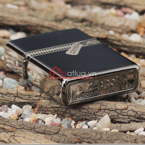 Bật lửa zippo chính hãng đen tuyền dây kéo cổ điển 21.088