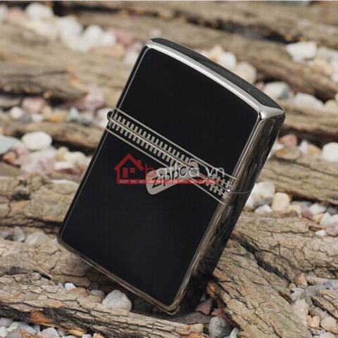 Bật lửa zippo chính hãng đen tuyền dây kéo cổ điển 21.088