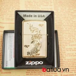 bật lửa zippo chính hãng đồng khắc 2 mặt hình rồng - Mã SP: BL03058