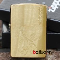 Bật lửa Zippo chính hãng đồng khắc bông hồng i love you - Mã SP: BL10186