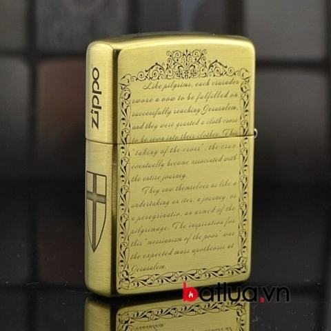 Bật lửa Zippo chính hãng đồng khắc Crusades