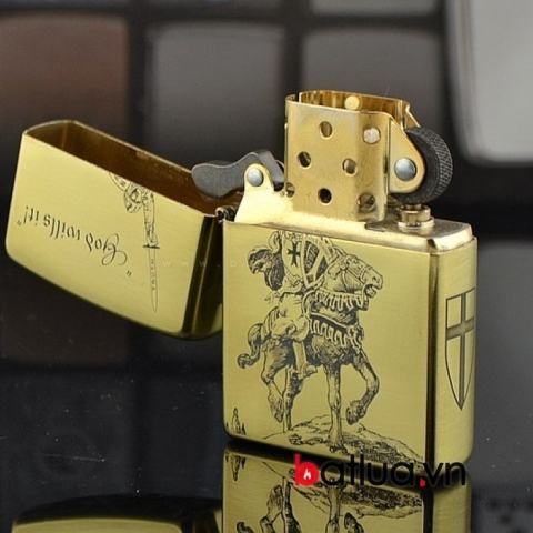 Bật lửa Zippo chính hãng đồng khắc Crusades