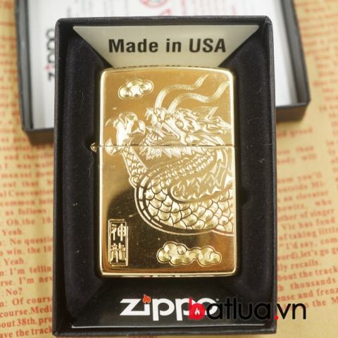 bật lửa zippo chính hãng đồng khắc đầu rồng