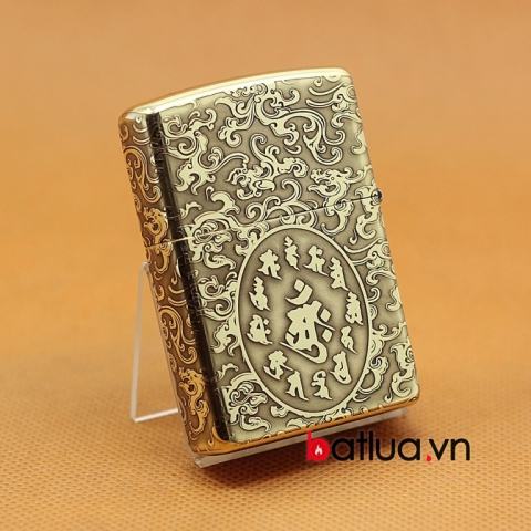 BẬT LỬA ZIPPO CHÍNH HÃNG ĐỒNG KHẮC ĐỨC PHẬT MÂY BAO QUANH