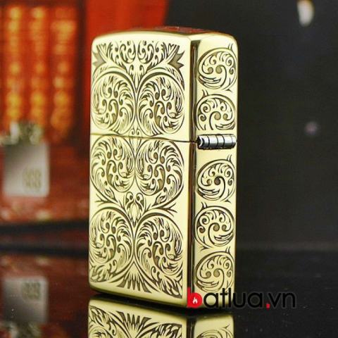 Bật lửa Zippo chính hãng đồng khắc hoa văn