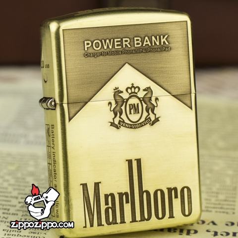 Bật lửa Zippo chính hãng đồng khắc thương hiệu Marlboro