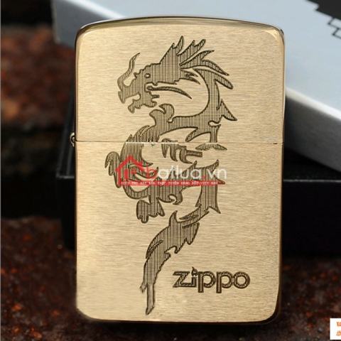 Bật lửa zippo chính hãng đồng xước họa tiết rồng