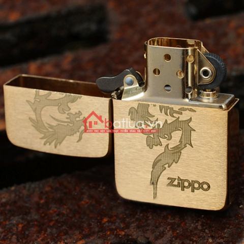 Bật lửa zippo chính hãng đồng xước họa tiết rồng