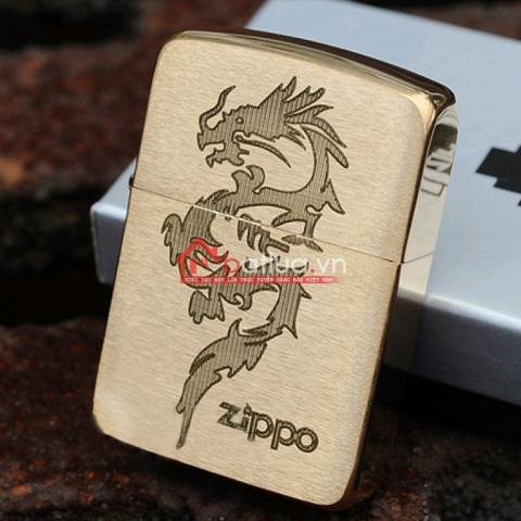 Bật lửa zippo chính hãng đồng xước họa tiết rồng