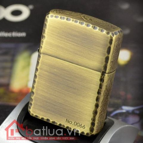 Bật lửa Zippo chính hãng đồng xước khắc cá chép bên sườn